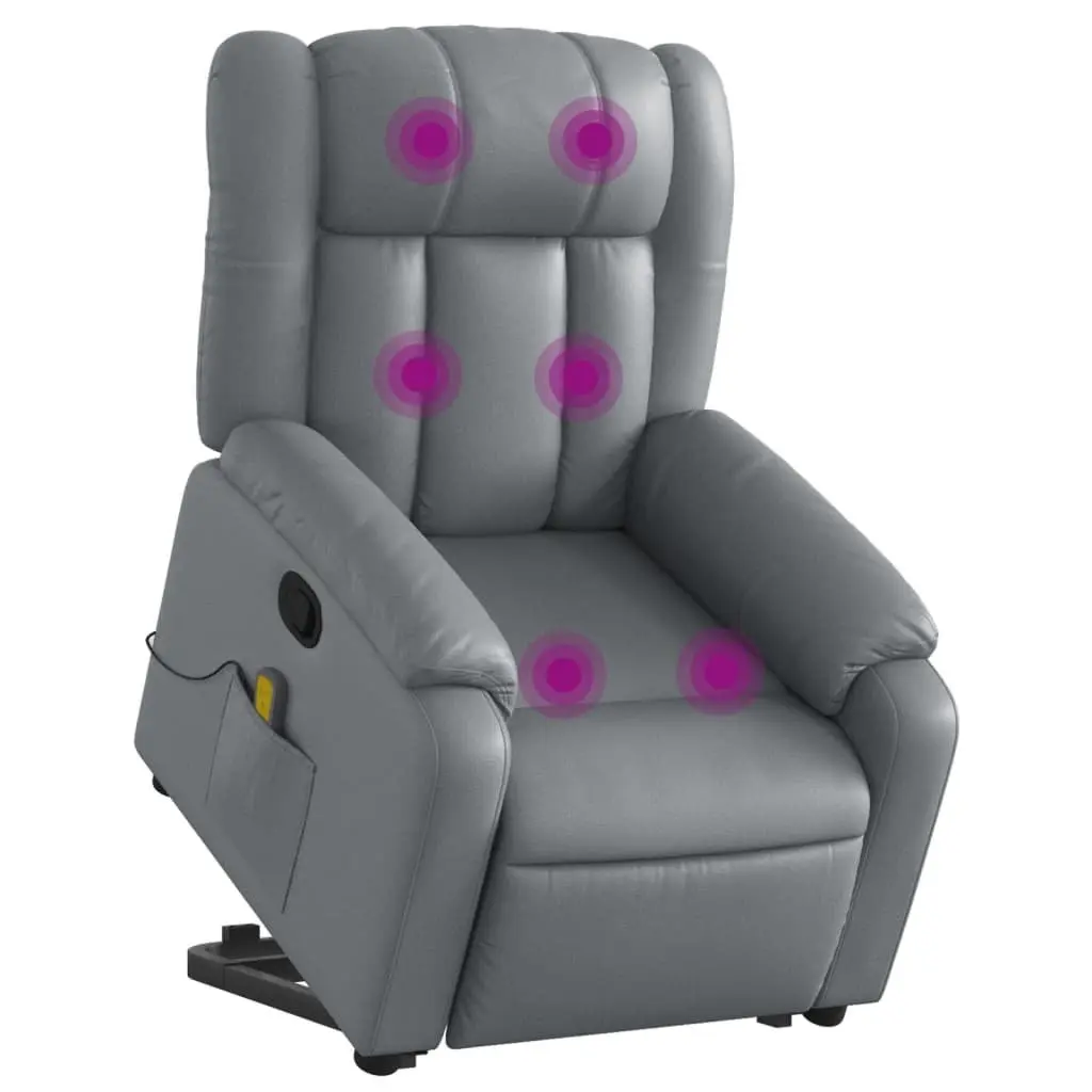 Electric Massage Recliner Chair Adjustable Footrest Grey Faux Leather
