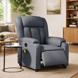 Stand Up Massage Recliner Chair Grey Faux Leather Power Lift Manual Recline
