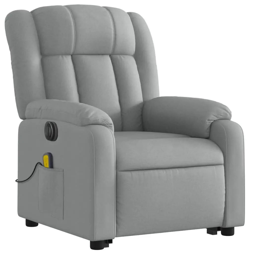 Electric Massage Recliner Chair Power Lift Function Grey Fabric