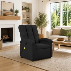 Massage Recliner Chair Manual Recline Black Fabric Armchair with Vibration