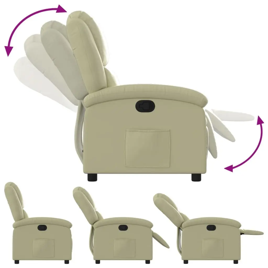 Recliner Chair Cream Real Leather Manual Reclining Armchair Comfortable Padded