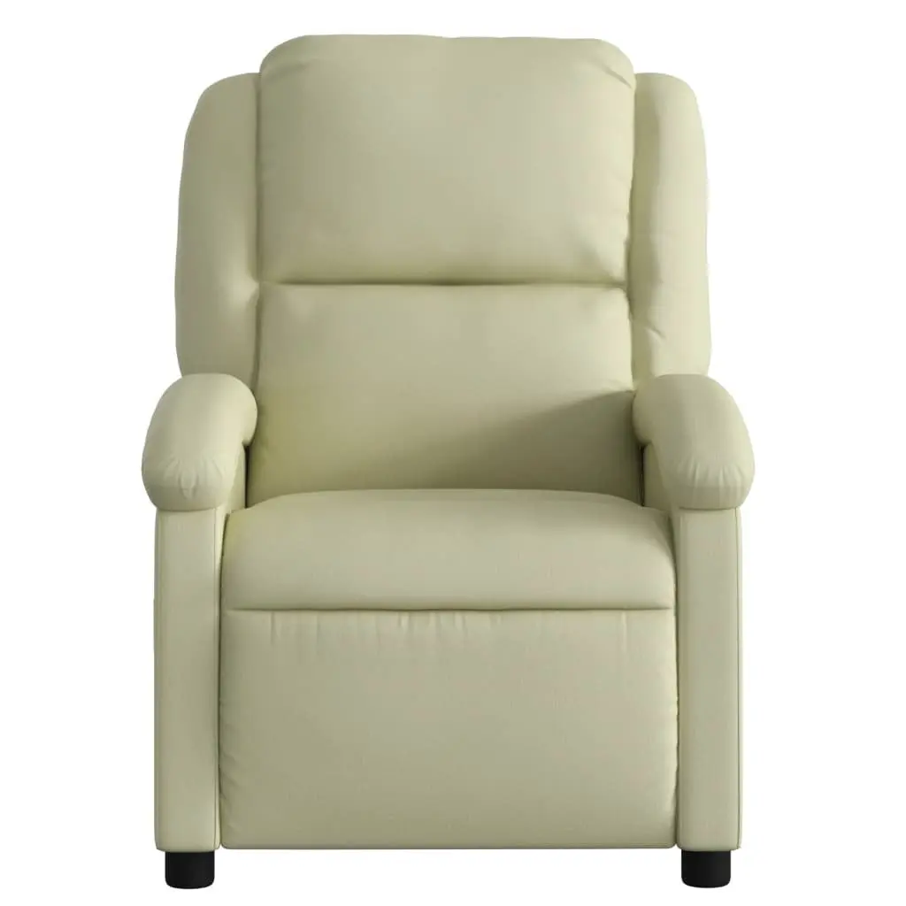 Recliner Chair Cream Real Leather Manual Reclining Armchair Comfortable Padded