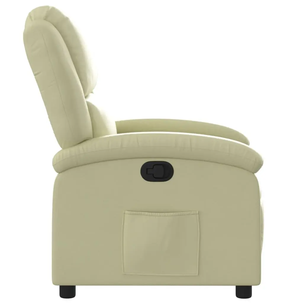 Recliner Chair Cream Real Leather Manual Reclining Armchair Comfortable Padded