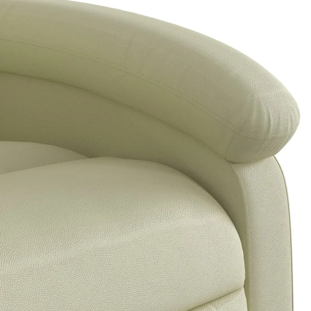 Recliner Chair Cream Real Leather Manual Reclining Armchair Comfortable Padded