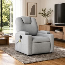 Massage Recliner Chair Manual Reclining Armchair Vibration Padded Grey Fabric