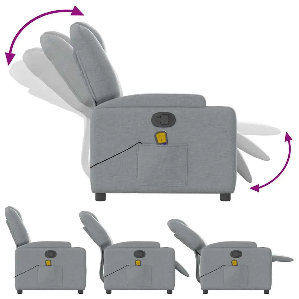 Massage Recliner Chair Manual Reclining Vibration Grey Fabric