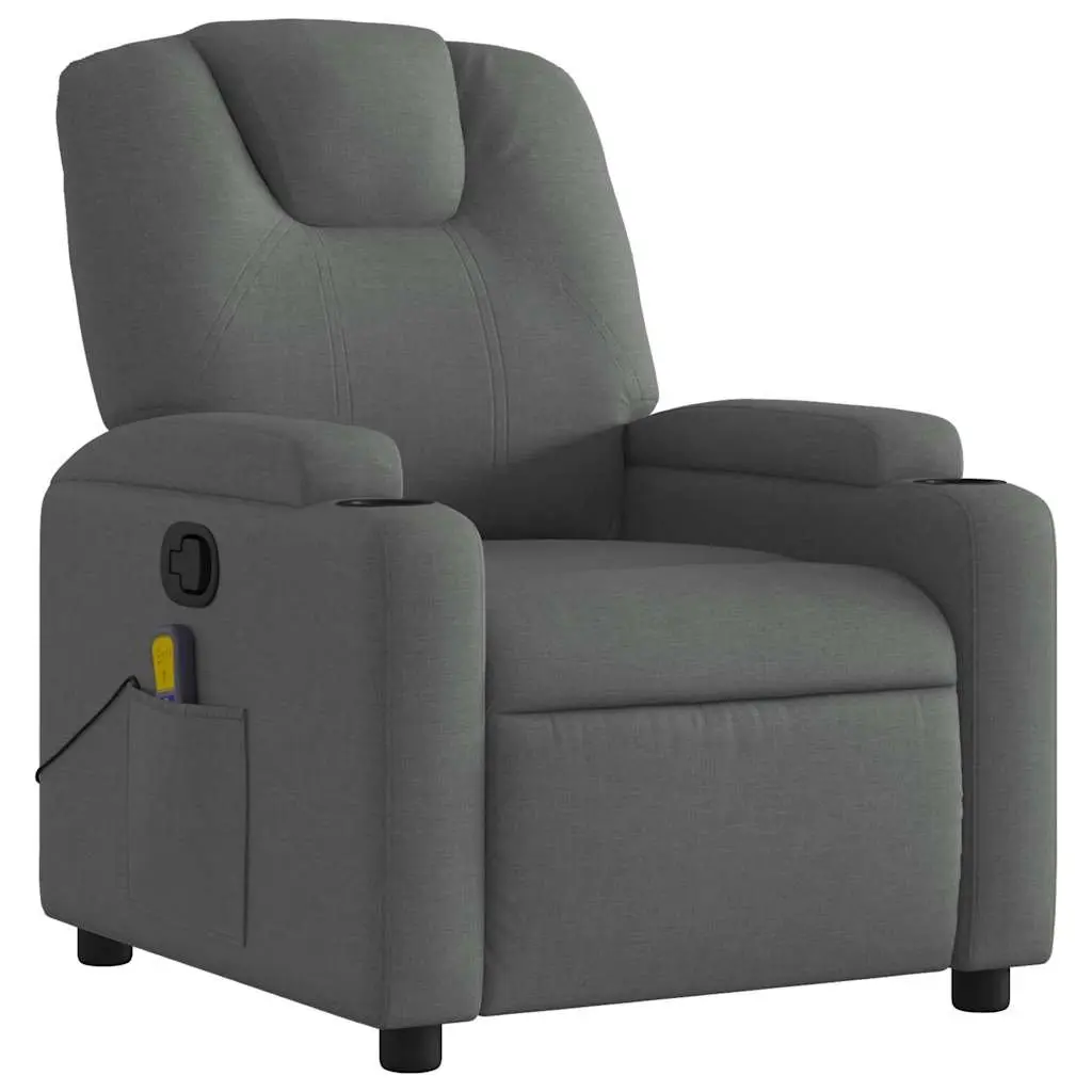 Massage Recliner Chair Manual Recline Vibration Grey Fabric
