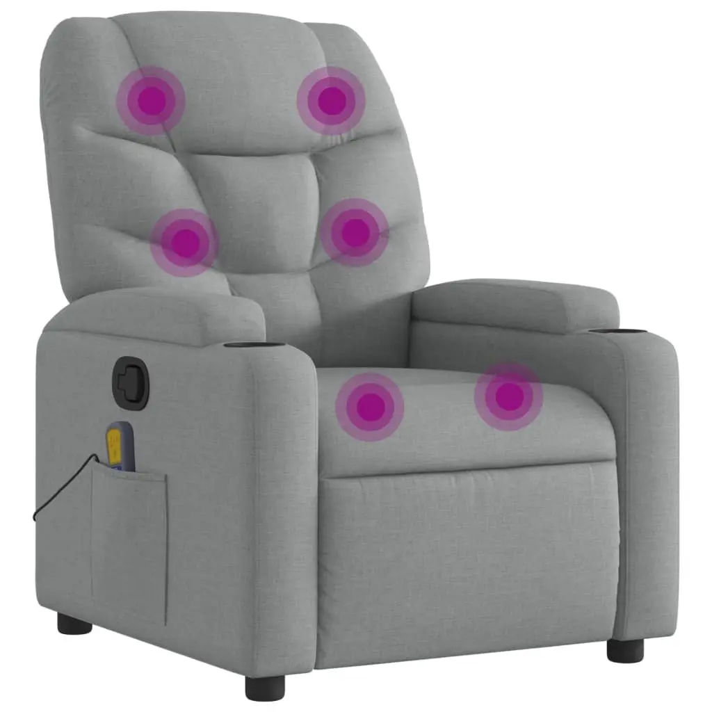 Massage Recliner Chair Manual Recline Vibration Grey Fabric