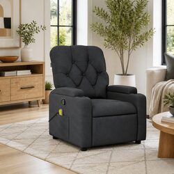 Massage Recliner Chair Grey Fabric Manual Reclining Armchair with Vibration