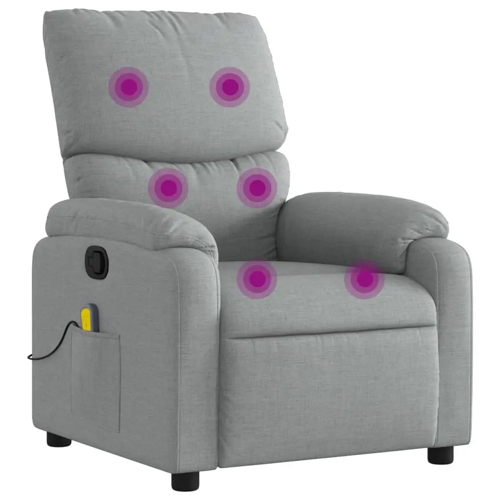 Massage Recliner Chair Grey Fabric Manual Recline Armchair Vibration Relaxation