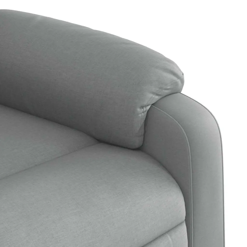 Massage Recliner Chair Manual Reclining Light Grey Fabric with Vibration Massage Feature