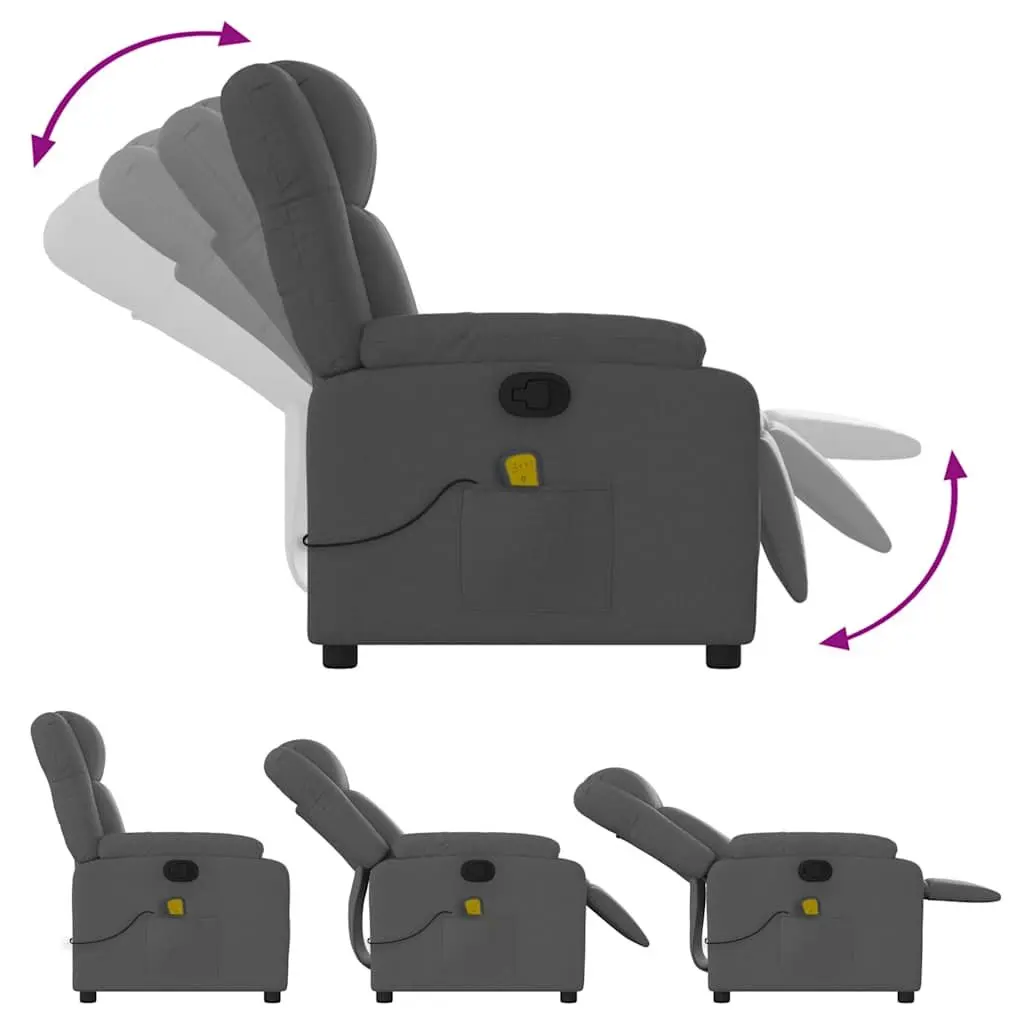 Massage Recliner Chair Manual Recline Vibration 6 Points Dark Grey Fabric