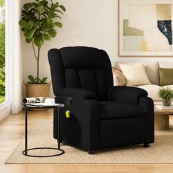 Massage Recliner Chair Black Faux Leather Manual Reclining Armchair Vibration