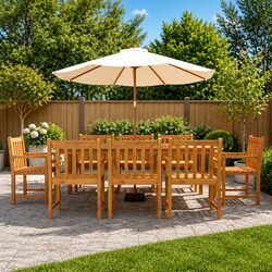 Outdoor Chairs 8 Pieces Brown Wooden Garden Seating Armrest Backrest Patio Set