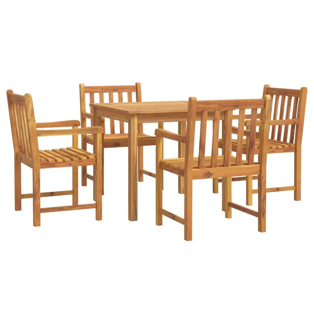 Garden Dining Set 5 Piece Outdoor Furniture Brown Solid Wood Acacia Chairs Table