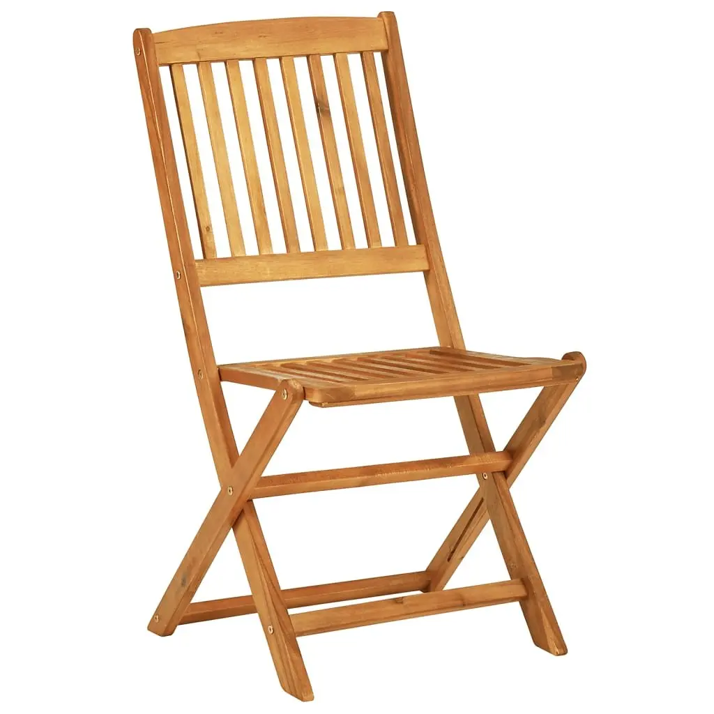 Folding Garden Dining Set 3 Piece Outdoor Bistro Table Chairs Solid Acacia Wood Brown