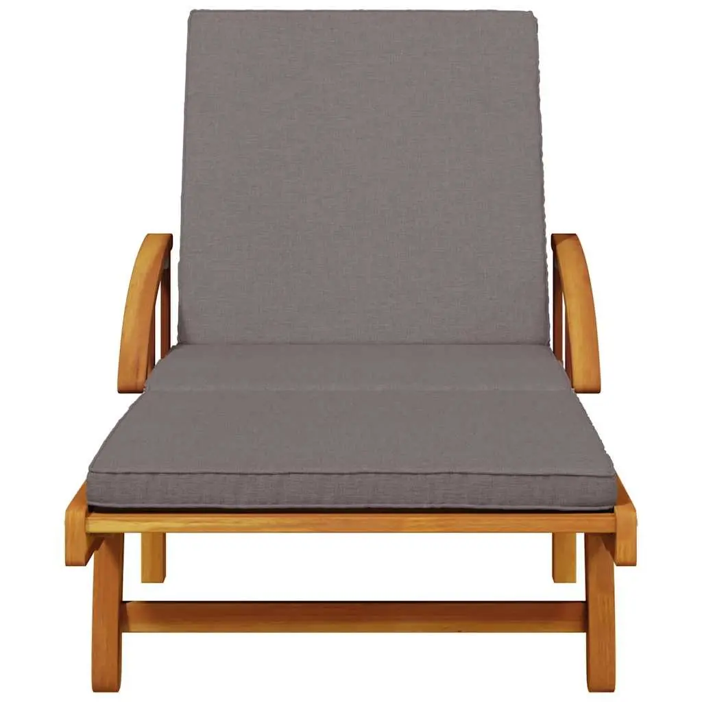 Sun Lounger with Pull-Out Table 5-Position Reclining Outdoor Chair Brown