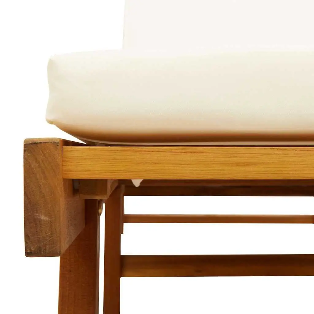 Sun Loungers Set 2 pcs Solid Acacia Wood Reclining Outdoor with Pull Out Table Brown