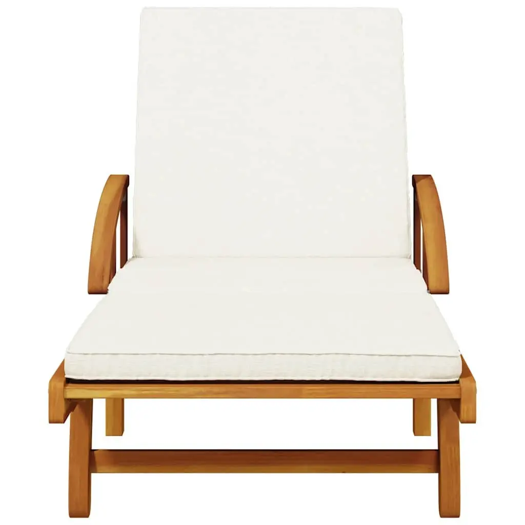 Sun Loungers 2 pcs Manual Reclining 5 Positions Solid Acacia Wood Brown with Cushions