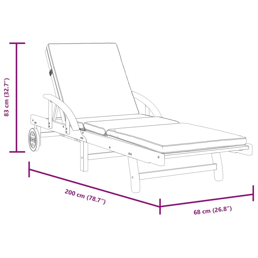 Sun Loungers 2 pcs Manual Reclining 5 Positions Solid Acacia Wood Brown with Cushions
