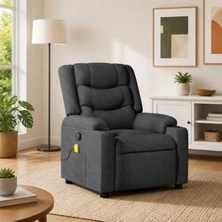 Massage Recliner Chair Grey Fabric Manual Reclining Armchair with Vibration