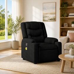 Massage Recliner Chair Black Fabric Manual Reclining Vibration Armchair