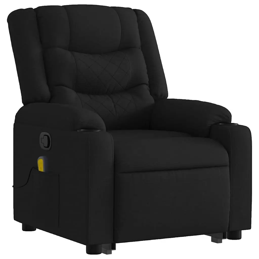 Electric Massage Chair Power Lift Recliner Black Fabric 135 Degree Manual Recline