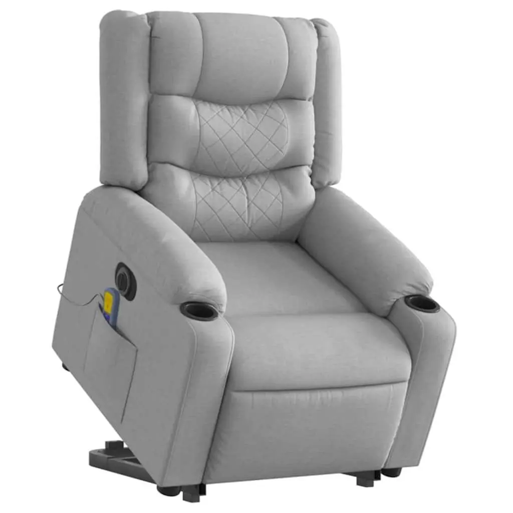 Electric Massage Chair Power Lift Recliner Light Grey Fabric