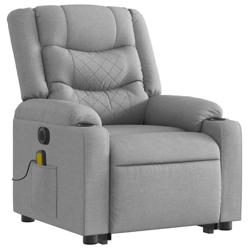Electric Massage Chair Power Lift Recliner Light Grey Fabric