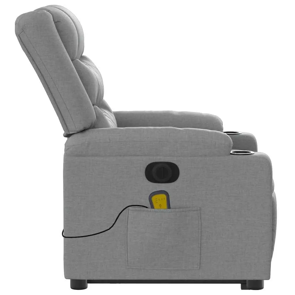 Electric Massage Chair Power Lift Recliner Light Grey Fabric