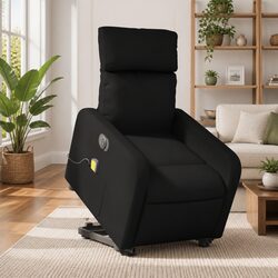 Electric Stand Up Massage Recliner Chair Black Faux Leather Power Lift Footrest