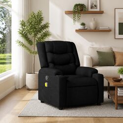 Massage Recliner Chair Black Fabric Manual Recline Vibration Armchair