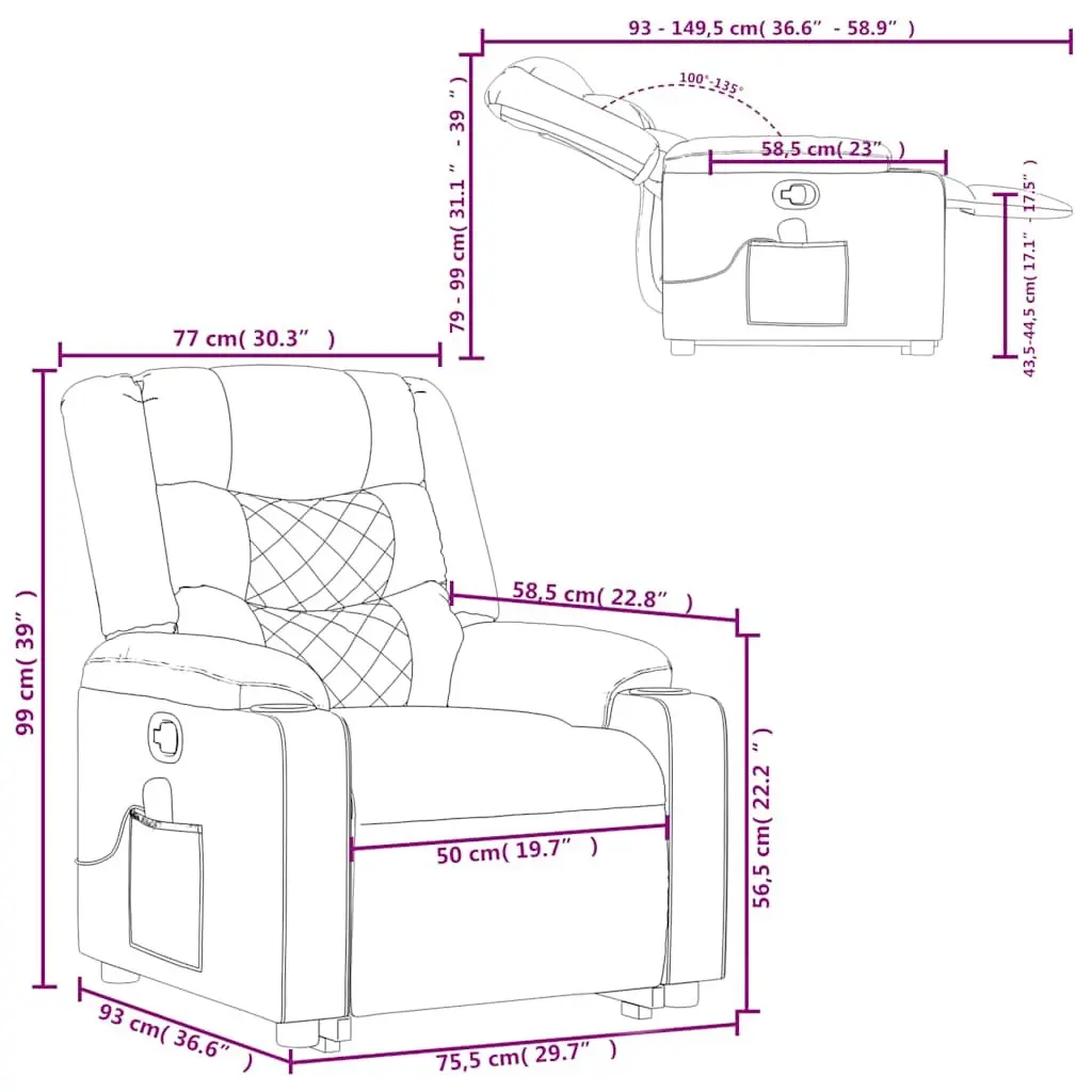 Massage Recliner Chair Manual Recline Vibration Black Fabric