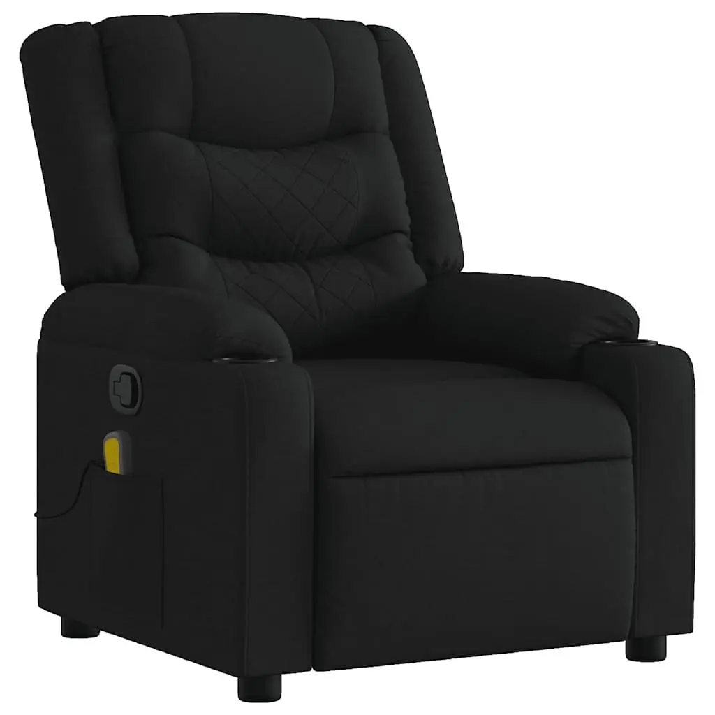 Massage Recliner Chair Manual Recline Vibration Black Fabric
