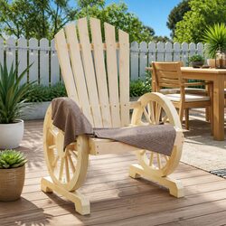 Outdoor Adirondack Chair Set 4 pcs Garden Lounge Seating Wood Brown