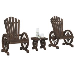 3 Piece Garden Lounge Set Adirondack Chair Coffee Table Outdoor Furniture Brown