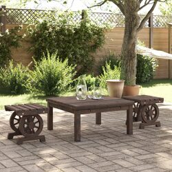 Outdoor Garden Footstools 2 Pieces Solid Wood Fir Brown Patio Ottoman Seating
