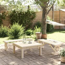 Outdoor Garden Bench Solid Wood Fir Brown Patio Seating Furniture 2 Pack