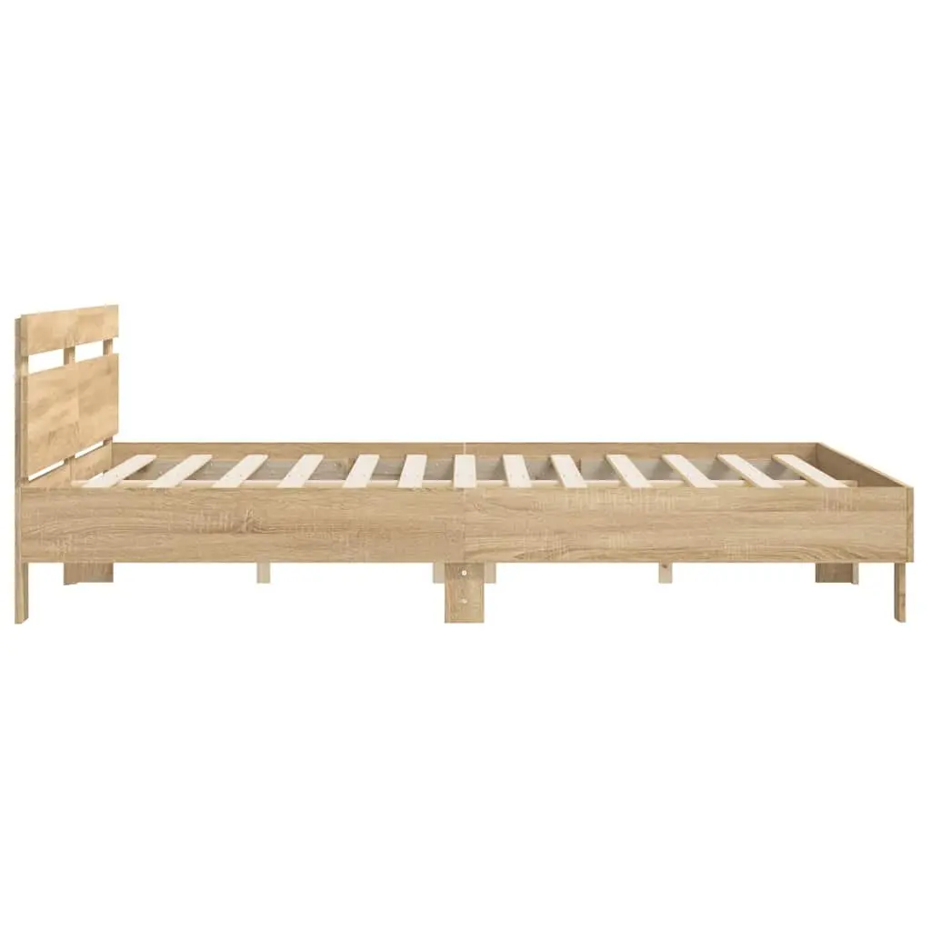 King Bed Frame Durable Engineered Wood Sonoma Oak Brown 183 x 203 cm