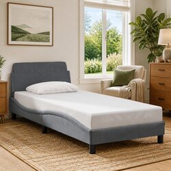 Bed Frame with Headboard Grey Velvet 90x190 cm Bedroom Furniture Slatted Base