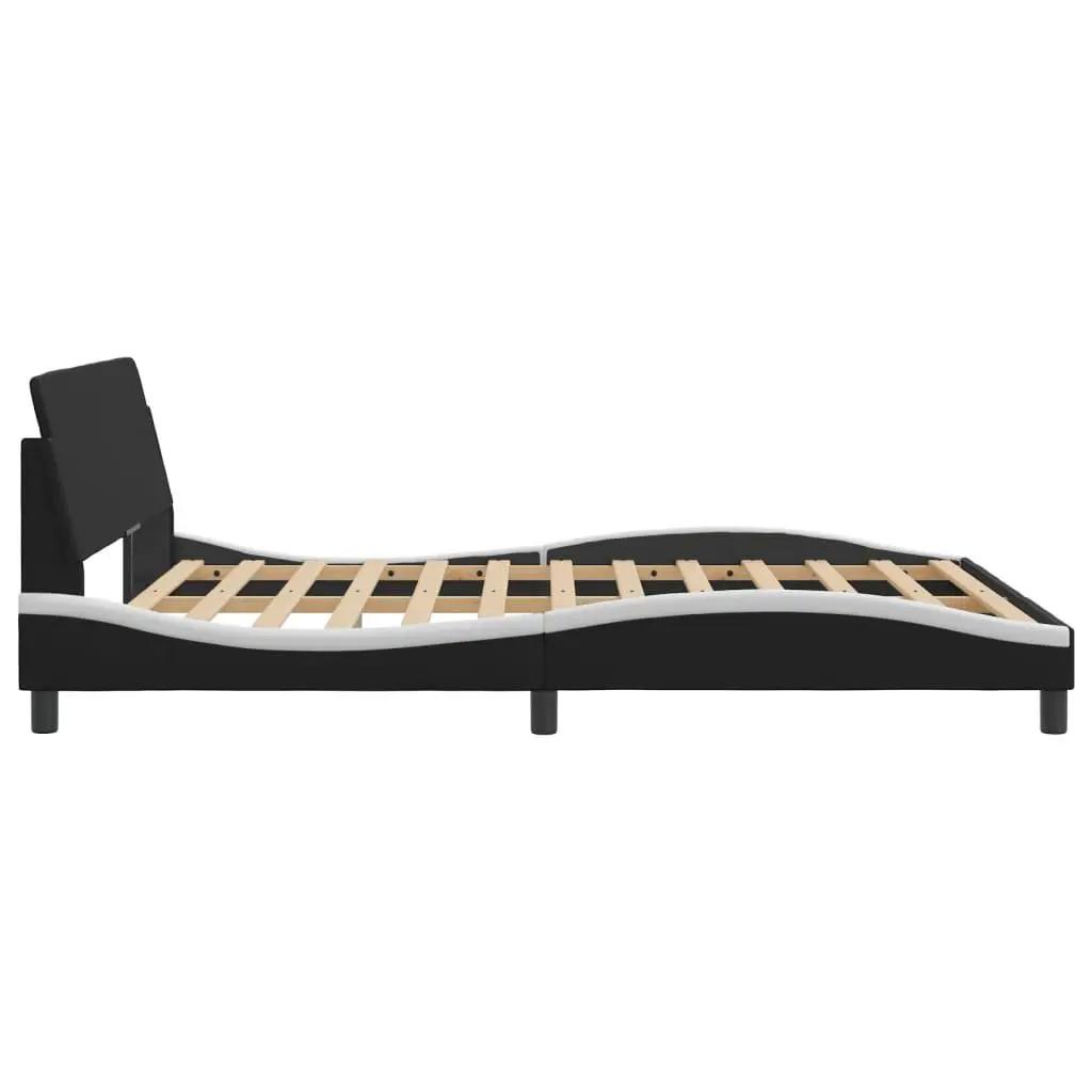 Queen Bed Frame Faux Leather Upholstered Headboard 152x203cm Black