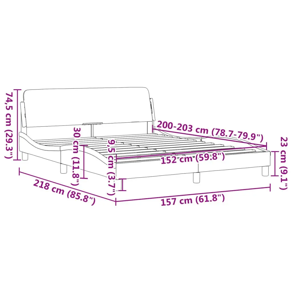 Queen Bed Frame Faux Leather Upholstered Headboard 152x203cm Black