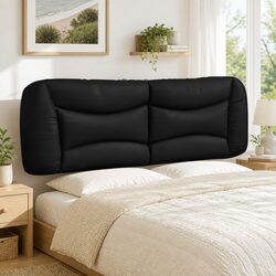 Headboard Cushion Black Faux Leather Wall Mounted Bed Pillow Upholstered 153cm
