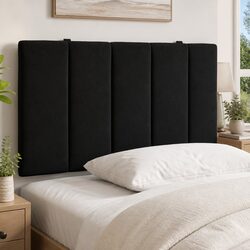 Headboard Cushion Black Velvet 90cm Bedroom Wall Mount Upholstered Pillow