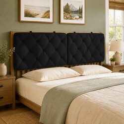 Headboard Cushion Black Velvet 153cm Wall Mounted Bed Pillow Back Support
