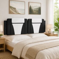 Headboard Cushion 180cm Black White Faux Leather Wall Mounted Bed Pillow Support
