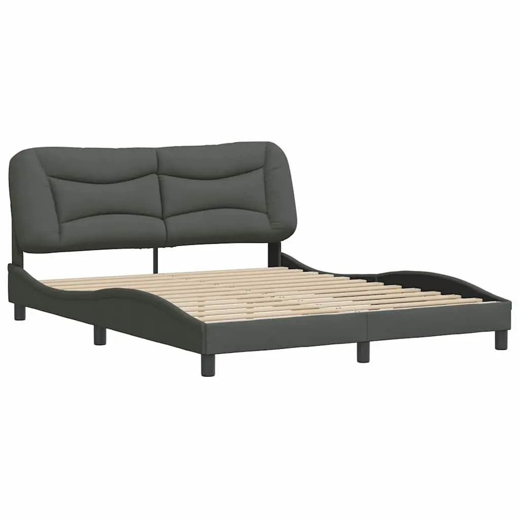 Queen Bed Frame Upholstered Headboard Grey Fabric 152x203cm