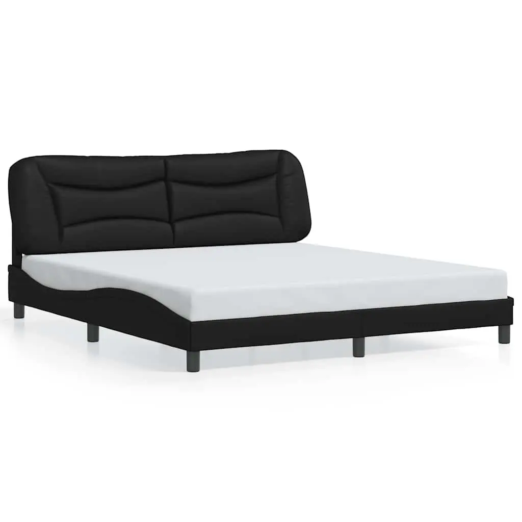 King Bed Frame Faux Leather Headboard 180x200cm Black