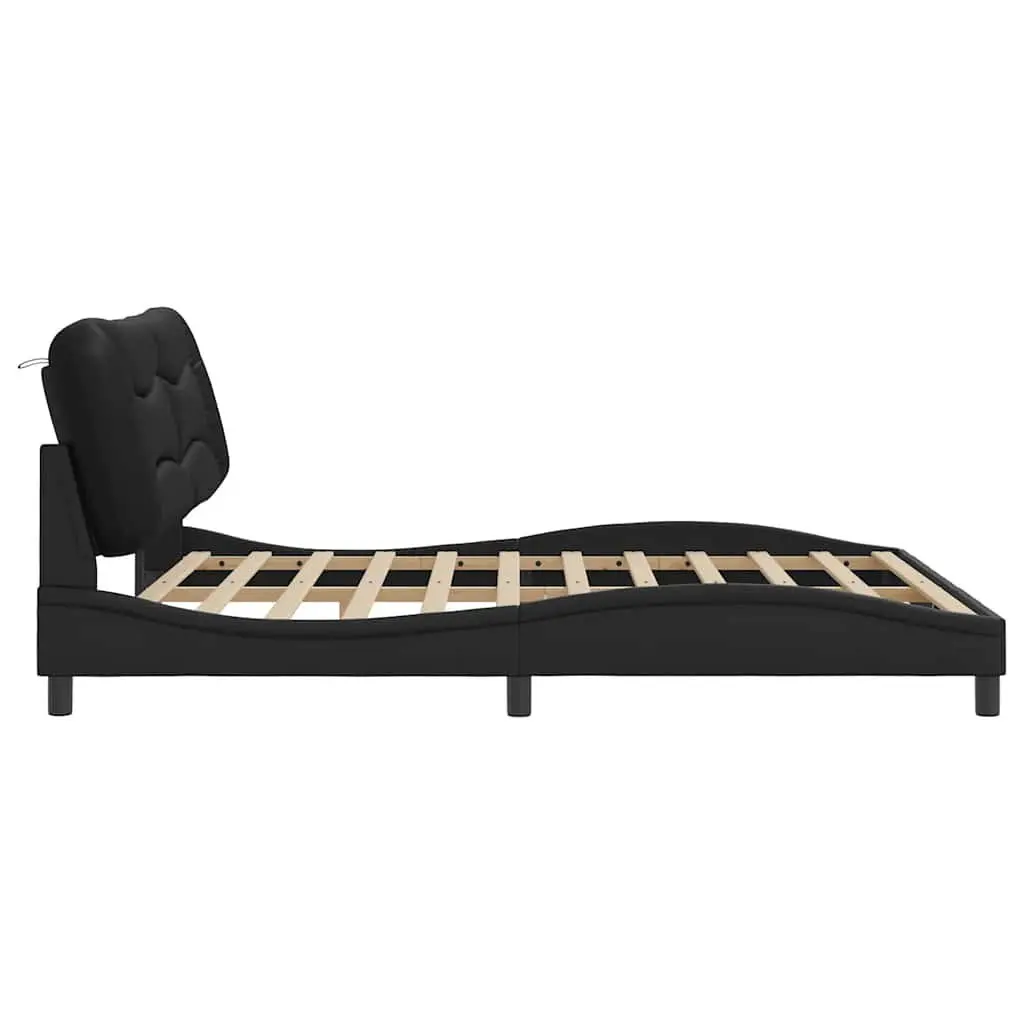King Bed Frame Faux Leather Headboard 180x200cm Black