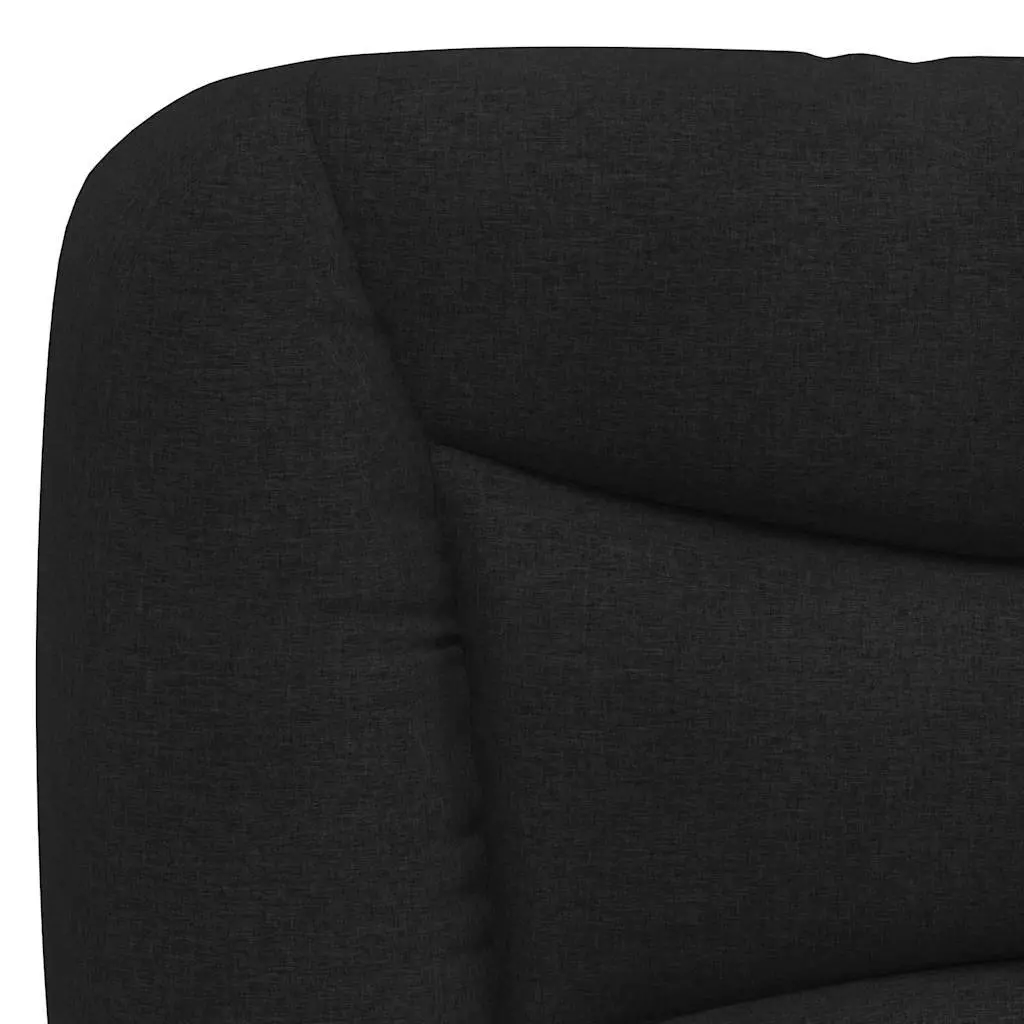 Queen Bed Frame Black Fabric Cushioned Headboard Plywood Slats Support